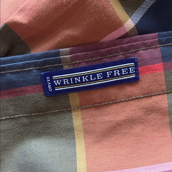 Orvis men’s casual button-down orange blue plaid wrinkle free size L - Picture 4 of 10